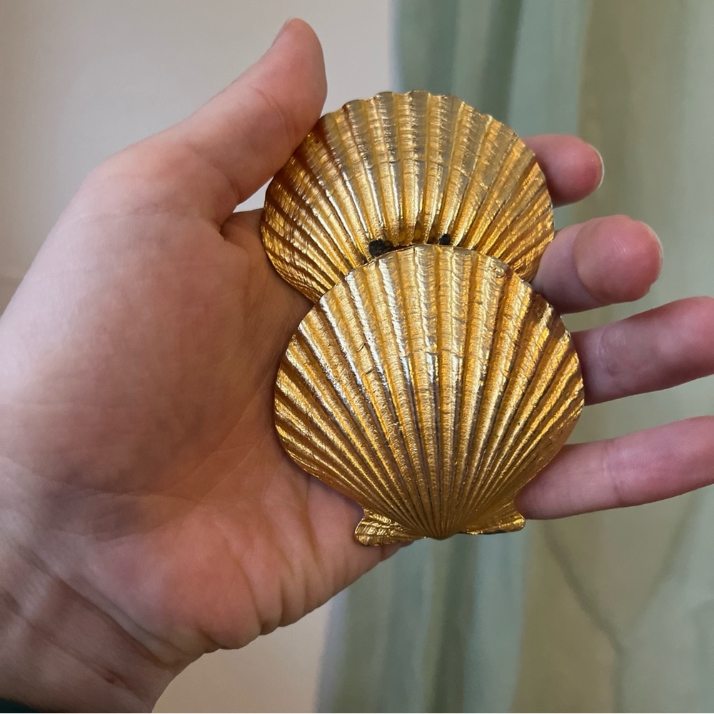 Vintage Doreen Ryan DR 94 Gold Tone Seashell Belt Buckle 90s coastal grandma